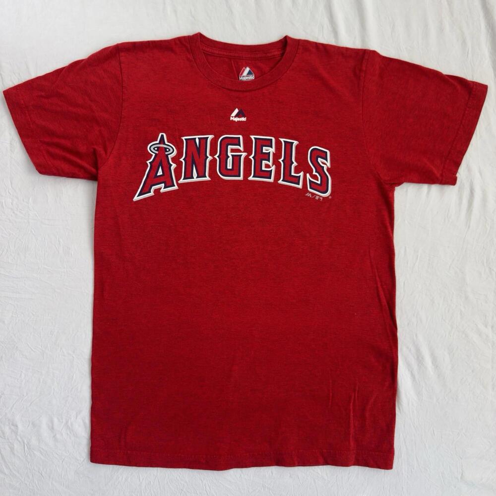 Majestic Anaheim Angels Shirt Mens‎ M Red MLB Baseball Short Sleeve